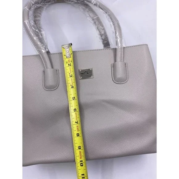 Jessica Moore Gray Large Faux Leather Tote Bag - Picture 5 of 11